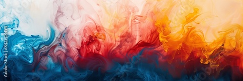 Abstract background with red blue and orange waves in the style of 3d vector realistic animation, soft lighting