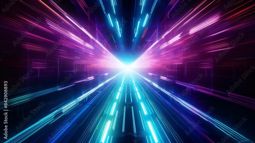 Vibrant abstract digital art with bright neon lights and dynamic lines creating a futuristic, energetic atmosphere. Vibrant abstract digital art with bright neon lights and dynamic lines creating a futuristic, energetic atmosphere.