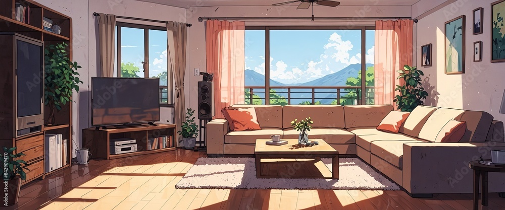 Dynamic virtual backgrounds with cozy lofi anime living room vibe for ...