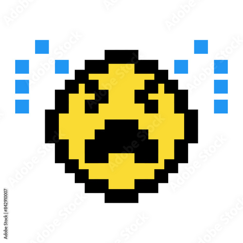 pixel art crying emoticon icon,8bit style emoticon