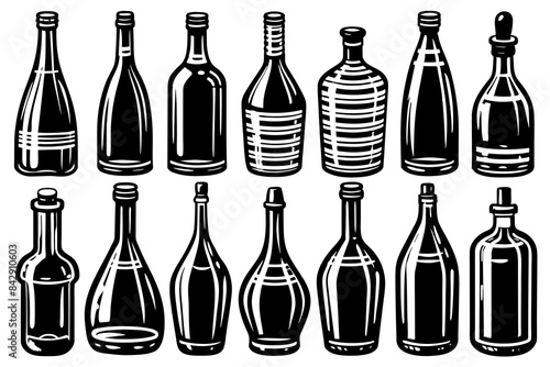 set of wine bottles