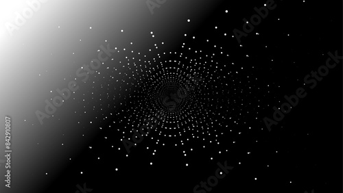 The vector dotted spiral vortex graphic is a visually interesting and complex image. use of color, movement, and text, all contribute to its overall effect. 