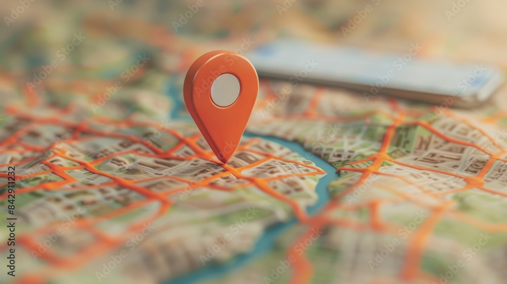 3D Map travel location. Locator mark of map and location pin or navigation icon sign on background with search. 3D rendering. 3D Map travel location. Locator mark of map and location pin or navigation icon sign on background with search. 3D rendering.