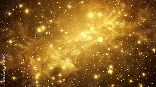 Glimmering Constellation, Golden Particles on Shadowed Background. Generative Ai