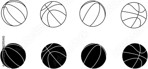 Set of basketball balls 3D view line art vector. With two color variation. Basket ball Illustration vektor