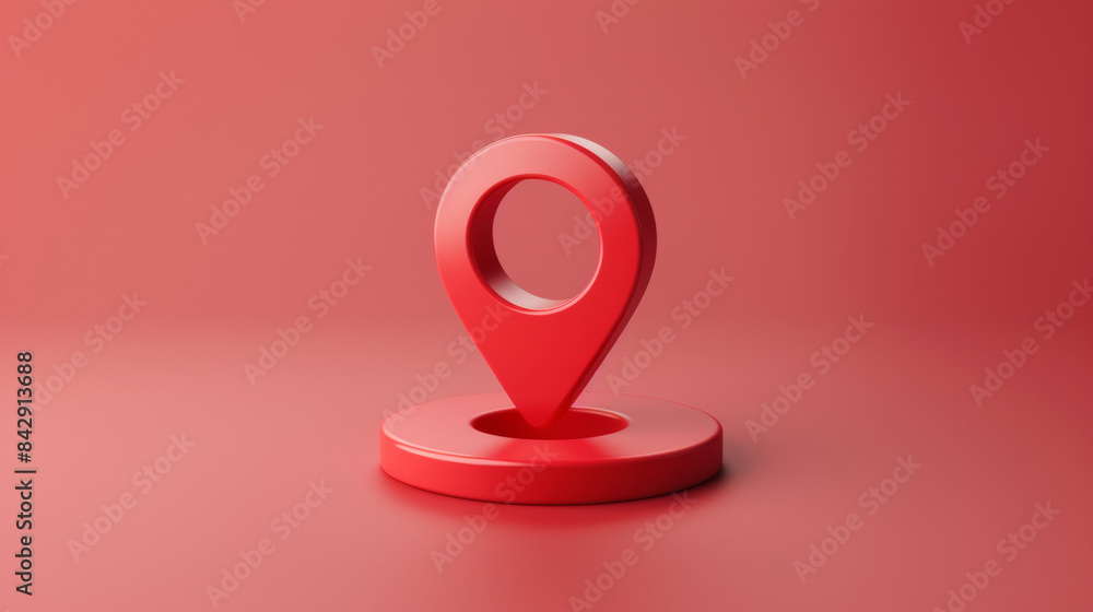Location Icon 3D icon, red color, smooth, flat illustration, plain background Location Icon 3D icon, red color, smooth, flat illustration, plain background