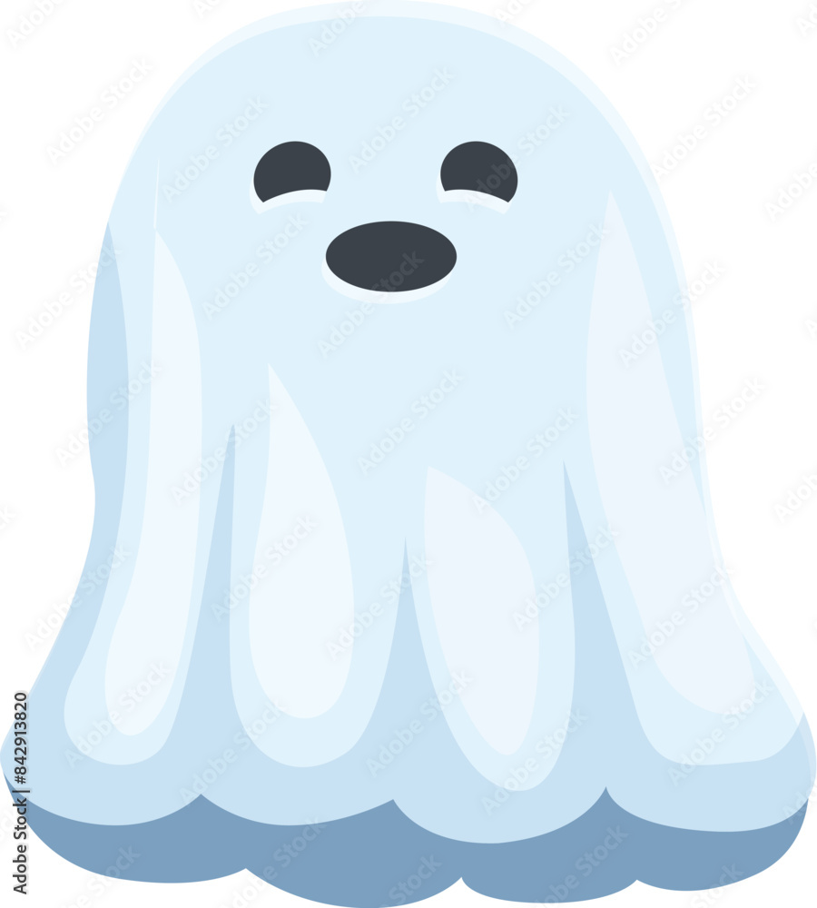Obraz premium Friendly ghost character with a surprised expression floats against a white background