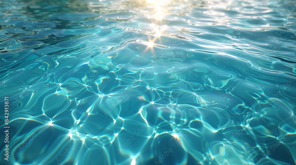 The second image captures the tranquil essence of clear blue water with sparkling reflections from the sunlight