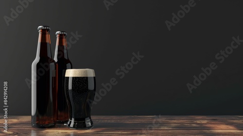 dark beer flat design front view theme craft 3D render Analogous Color Scheme photo