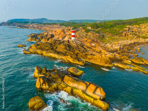 View of Ganh Den Lighthouse, Phu Yen. This is a famous tourist destination of Vietnam. photo