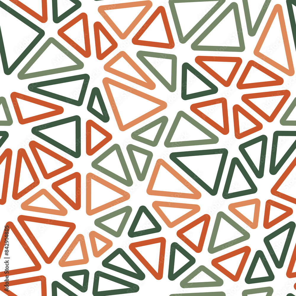 Triangles pattern geometric design. Medium triangle size. Multiple colors style. Rounded triangles outlined. Repeatable pattern. Autumn foliage. Vibrant vector tiles. Seamless vector illustration. Triangles pattern geometric design. Medium triangle size. Multiple colors style. Rounded triangles outlined. Repeatable pattern. Autumn foliage. Vibrant vector tiles. Seamless vector illustration.