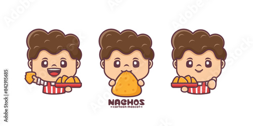 cute cartoon mascot with nachos