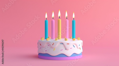 birthday candles flat design front view theme wishes 3D render Analogous Color Scheme