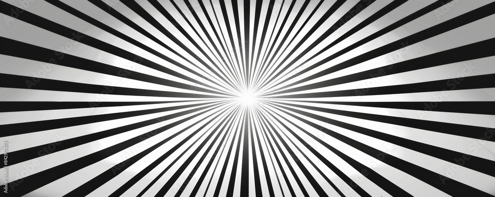 Black and white sunburst background with light rays radiating outwards Black and white sunburst background with light rays radiating outwards