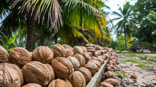 Ripe Betel Nut Palms with Harvestready Nuts photo