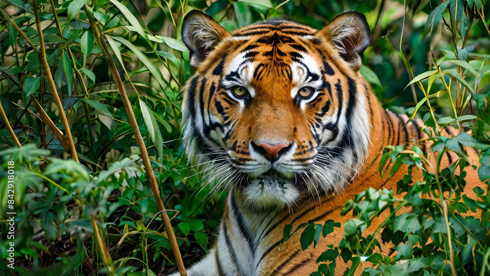 Fototapeta premium A Bengal Tiger Hiding In The Forest