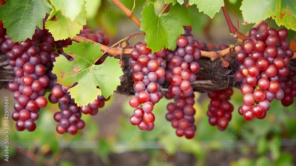 Fototapeta premium Ripe Red Grapes on Vine