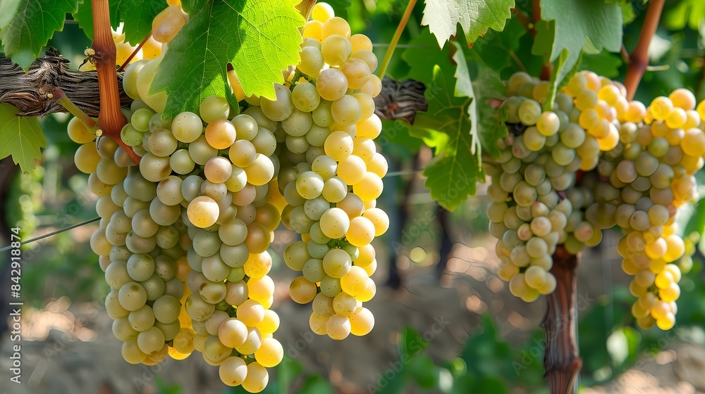 Ripe White Grapes in Vineyard for Harvesting Ripe White Grapes in Vineyard for Harvesting