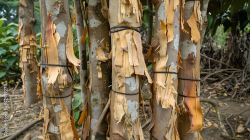 Yohimbe Bark Harvesting in Forest  Nature Background photo