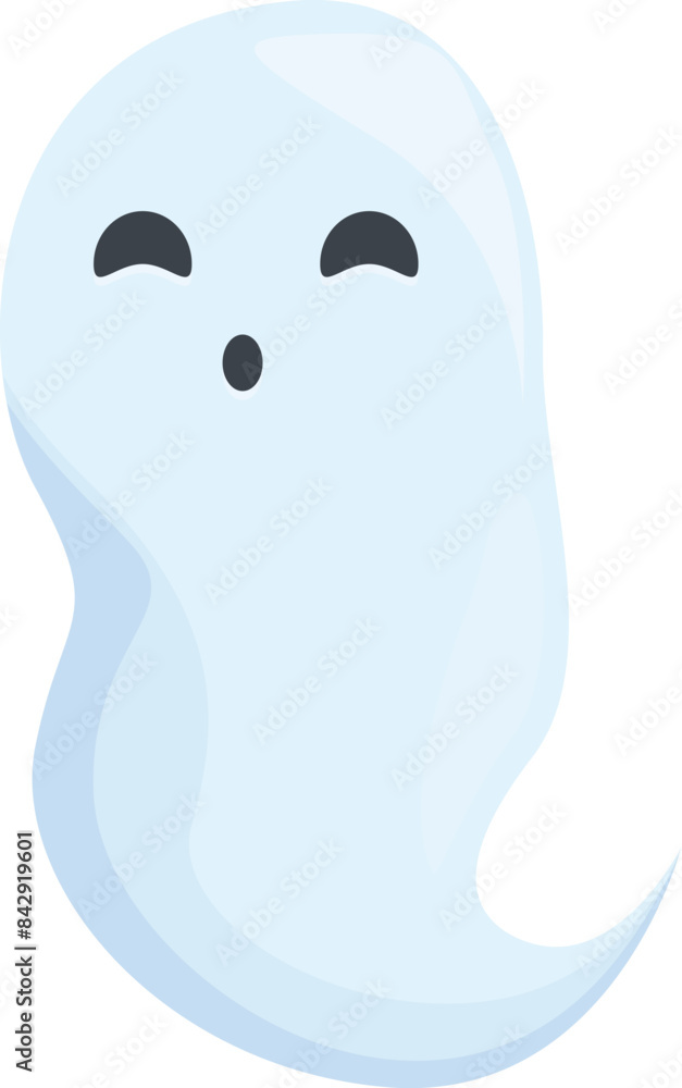 Cartoon ghost with surprised expression floating, perfect for halloween themed projects Cartoon ghost with surprised expression floating, perfect for halloween themed projects