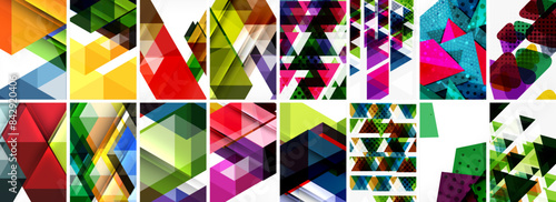 Triangles and circles abstract shapes templates set