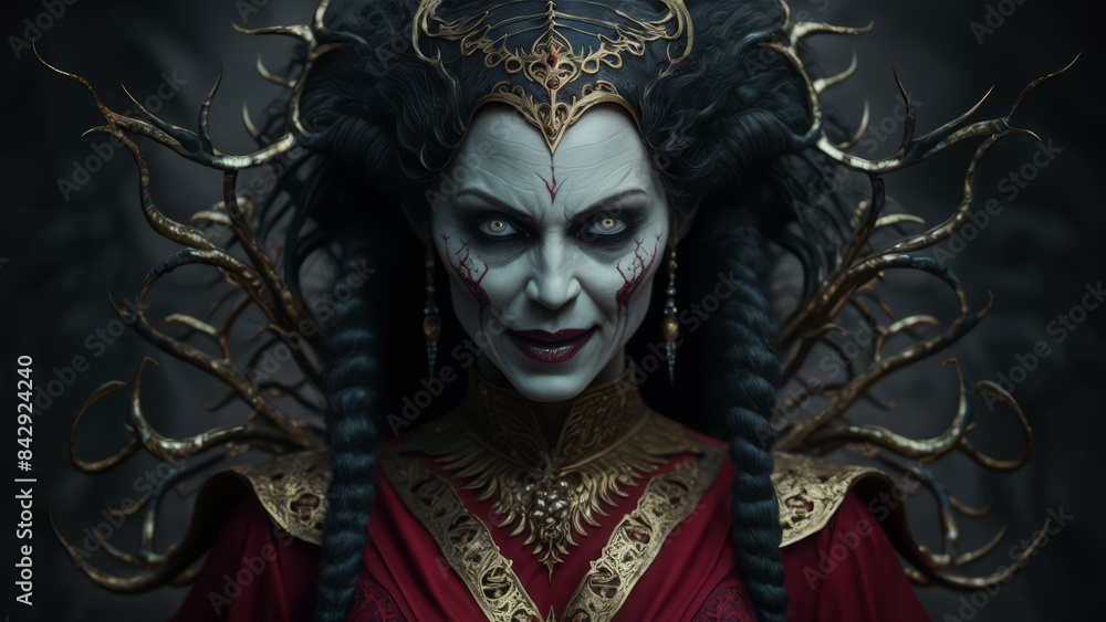 A woman with a creepy face and red hair, AI A woman with a creepy face and red hair, AI