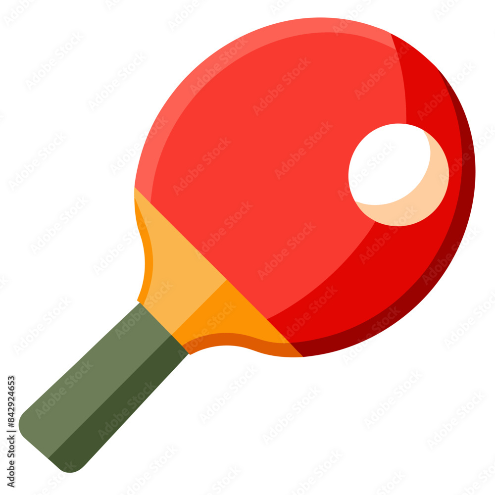 Red ping pong paddle with wooden handle on white background Red ping pong paddle with wooden handle on white background