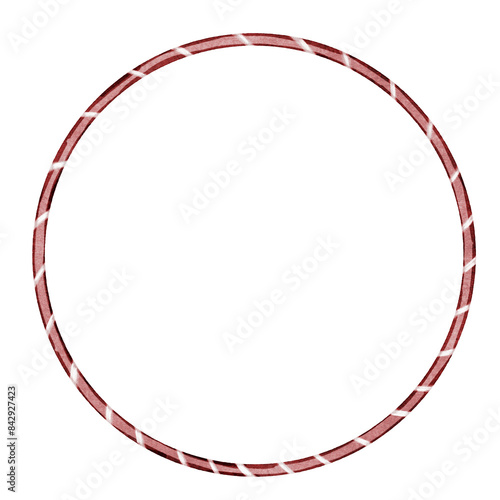 Watercolor hoop. Hand drawn watercolor drawing of a circus hoop in red and white. Isolated clip art on white background. For educational cards.Sport equipment
