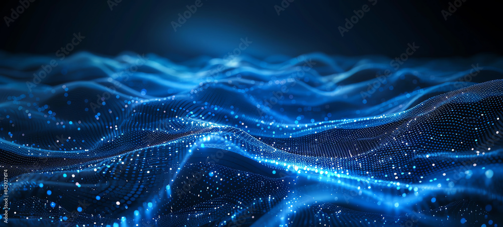 Abstract 3D blue quantum particle model on a black background. Abstract 3D blue quantum particle model on a black background.