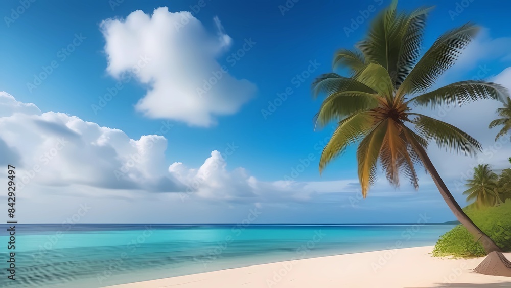 Coconut tree with tropical beach. Creative travel banner. Coconut tree with tropical beach. Creative travel banner.