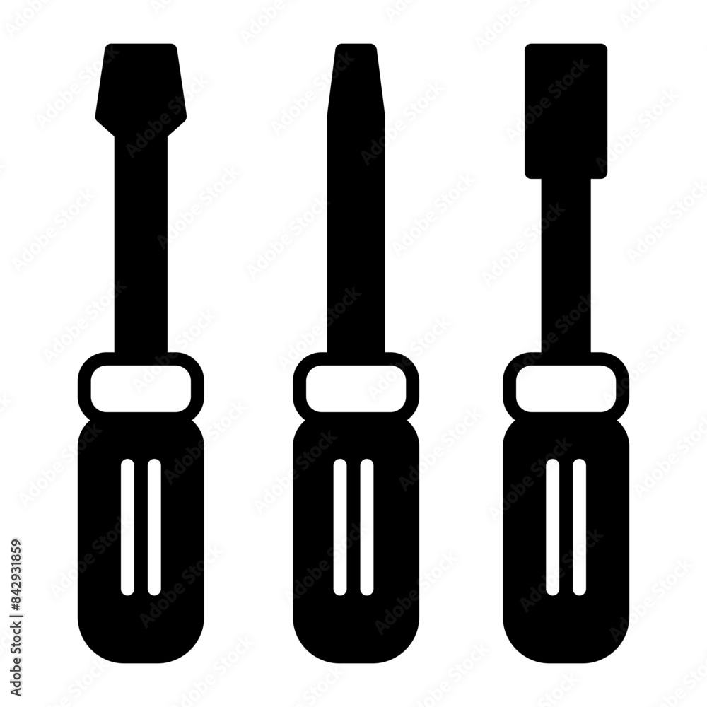 screwdriver icon. black fill icon screwdriver icon. black fill icon
