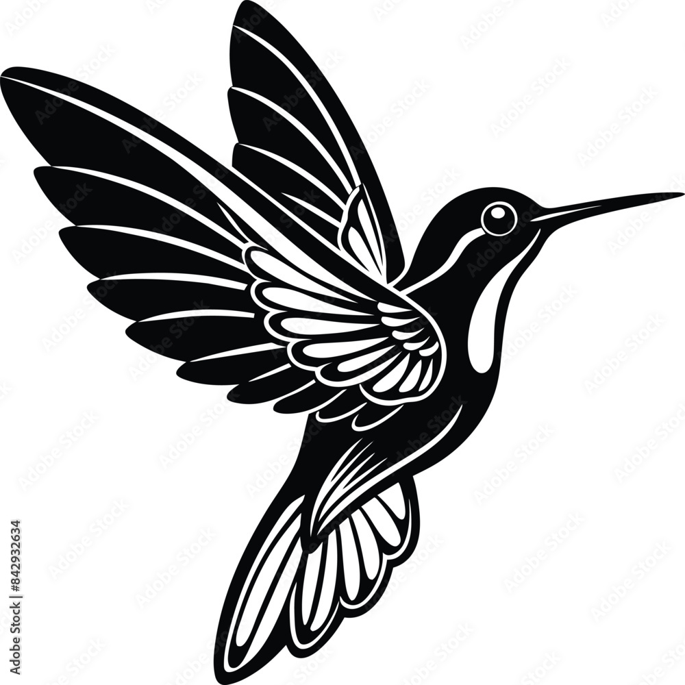 Naklejka premium Flying hummingbirds silhouette isolated on white background