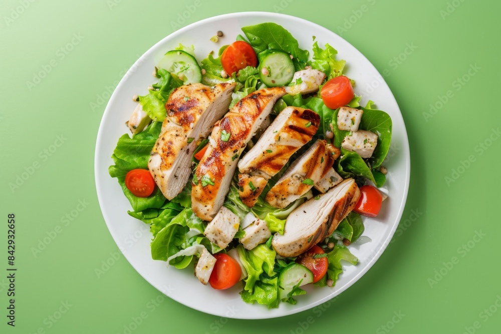 A Vibrant Summer Salad With Grilled Chicken and Fresh Greens A Vibrant Summer Salad With Grilled Chicken and Fresh Greens
