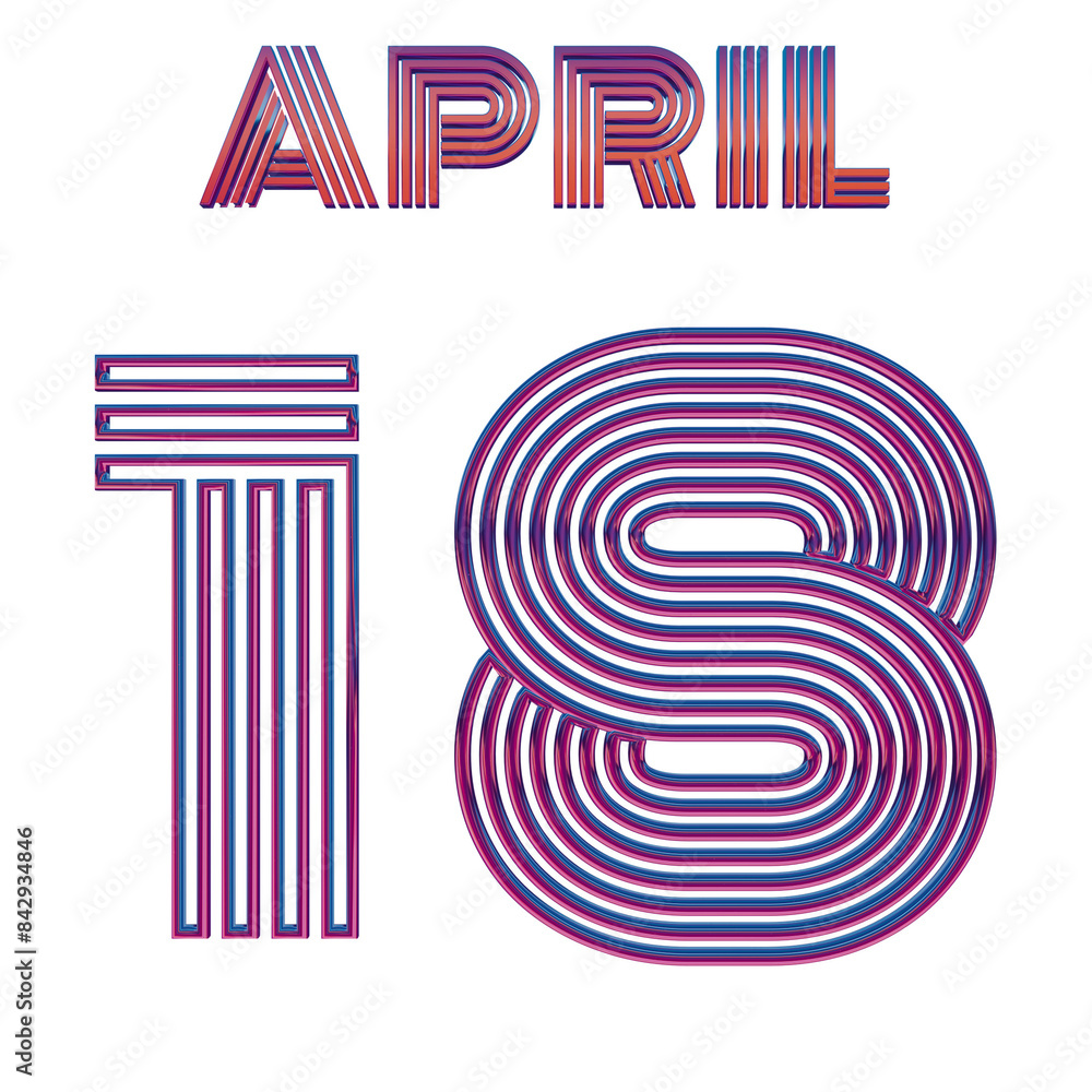 APRIL 18 - BRIGHT NEON TYPOGRAPHY ISOLATED APRIL 18 - BRIGHT NEON TYPOGRAPHY ISOLATED
