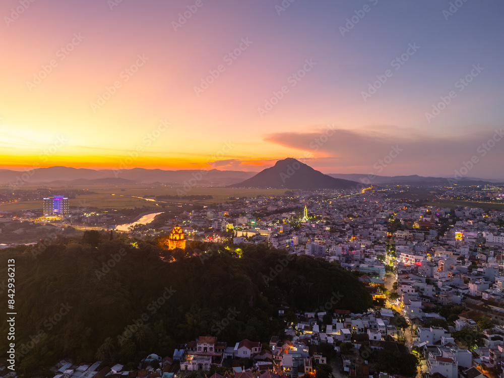 Naklejka premium View of Tuy Hoa city, Phu Yen province, Vietnam. This is a new place that attracts tourists and locals.