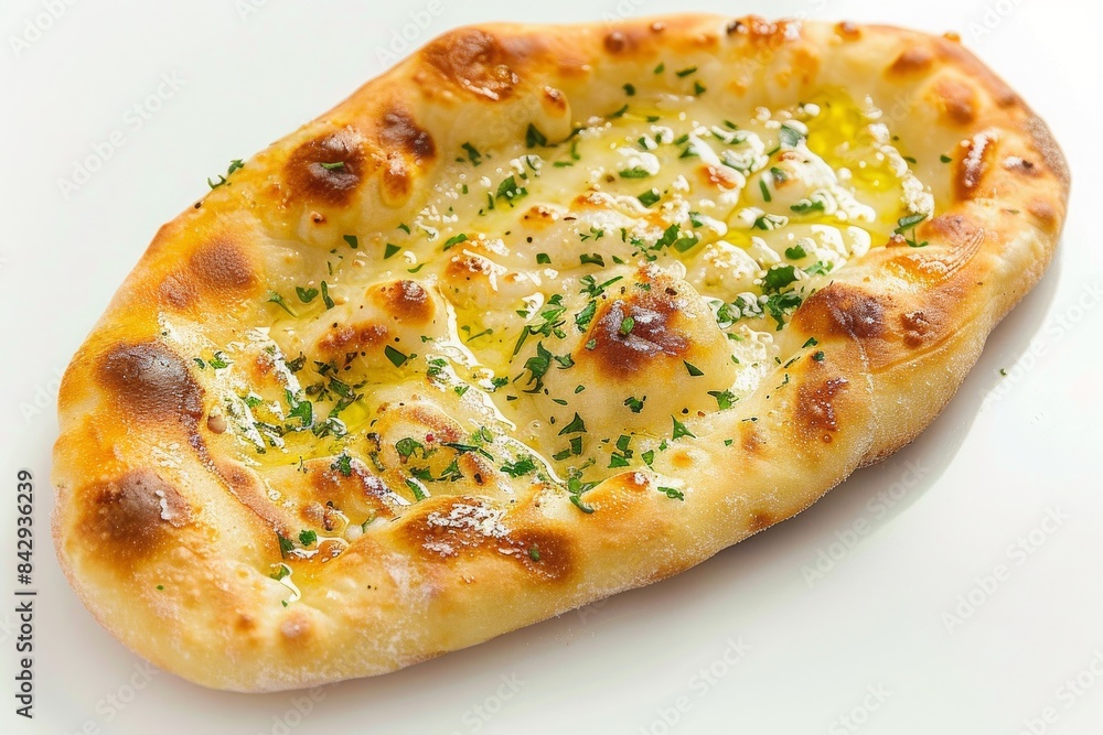butter garlic naan, flatbread, Indian food, white background, kulcha butter garlic naan, flatbread, Indian food, white background, kulcha