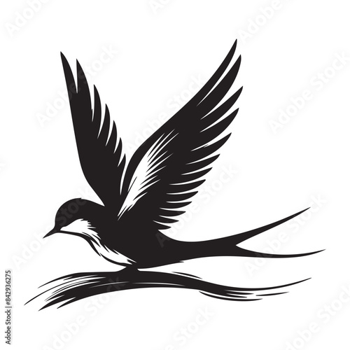 set of bird silhouette vector art illustration