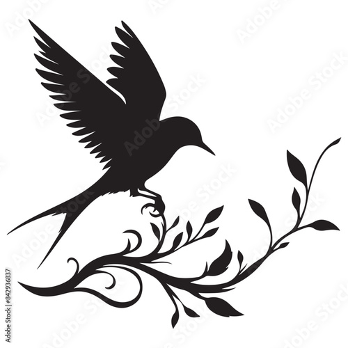 set of bird silhouette vector art illustration
