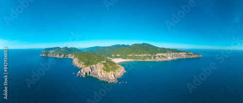 Aerial of Dai Lanh Lighthouse, Phu Yen province. This place is considered the first place to receive sunshine on the mainland of Vietnam.