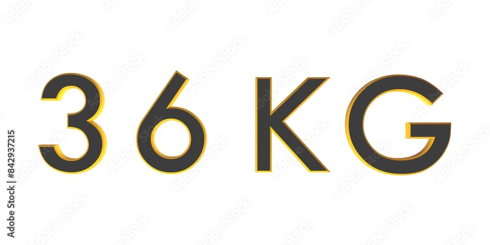 3D thirty six of kilograms on a white background isolate. Weight. Rendering. 3D thirty six of kilograms on a white background isolate. Weight. Rendering.