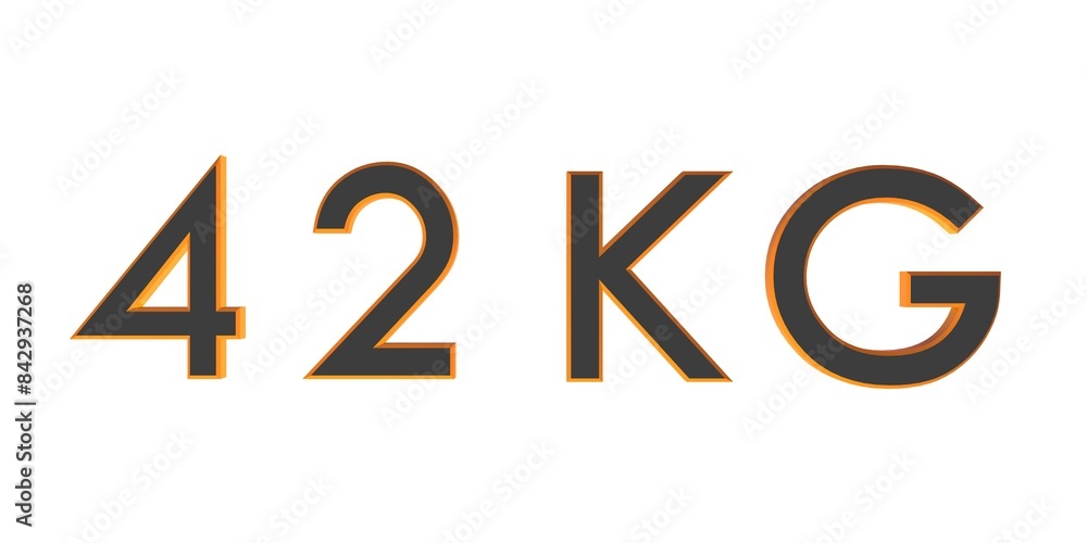 3D forty two of kilograms on a white background isolate. Weight. Rendering. 3D forty two of kilograms on a white background isolate. Weight. Rendering.