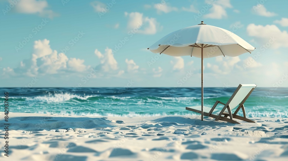 Beach Chairs and Umbrellas with Beach Ball Summer Season Beach Chairs and Umbrellas with Beach Ball Summer Season