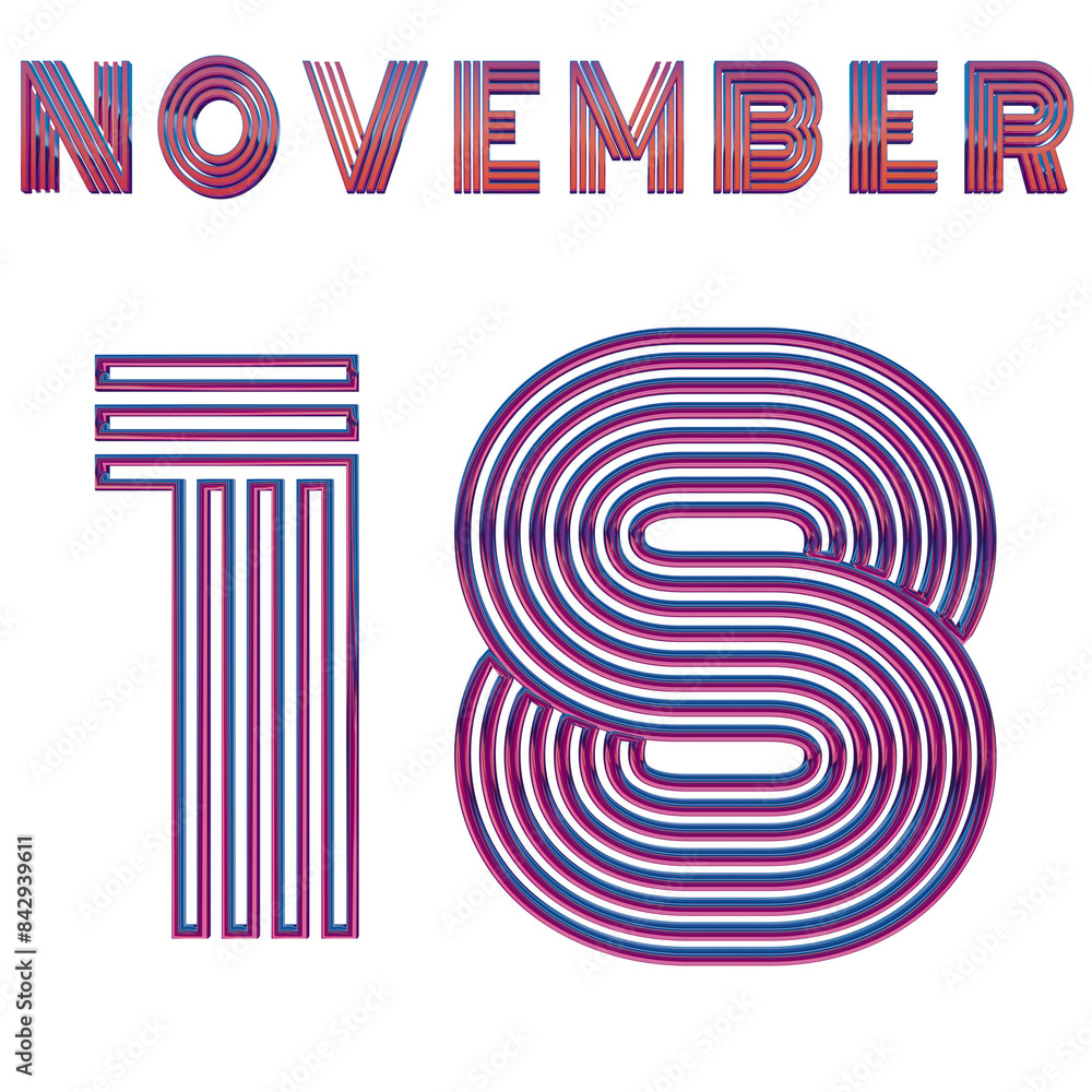 NOVEMBER 18 - BOLD NEON ILLUSTRATION ISOLATED NOVEMBER 18 - BOLD NEON ILLUSTRATION ISOLATED