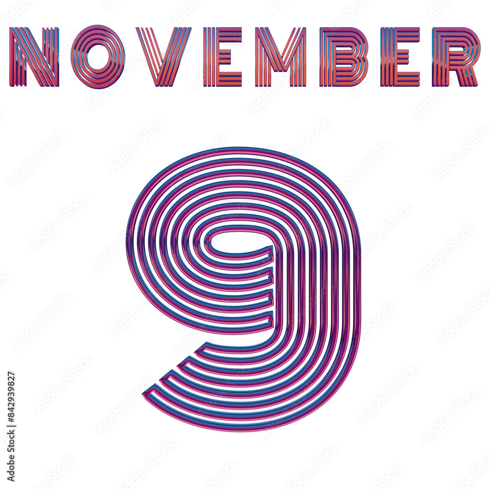NOVEMBER 9 - BOLD NEON ILLUSTRATION ISOLATED NOVEMBER 9 - BOLD NEON ILLUSTRATION ISOLATED