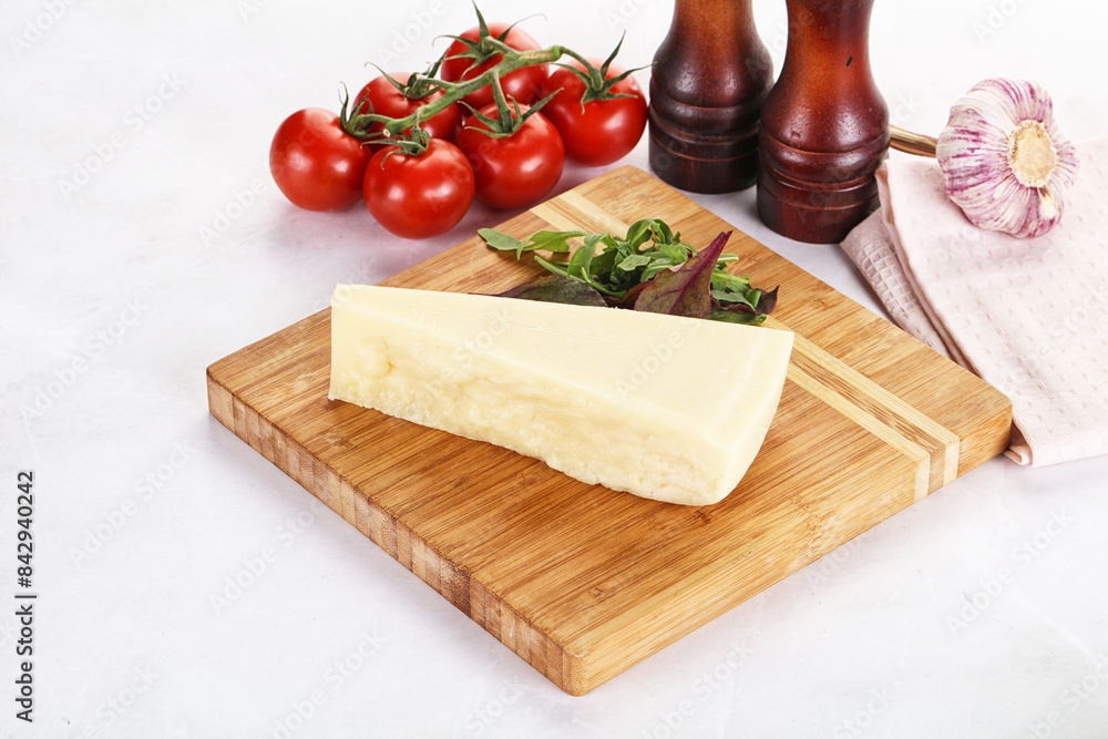 Piece Italian hard parmesan cheese Piece Italian hard parmesan cheese