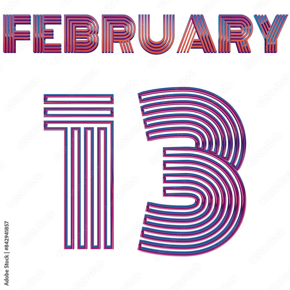 FEBRUARY 13 - COLORFUL NEON DESIGN ISOLATED FEBRUARY 13 - COLORFUL NEON DESIGN ISOLATED
