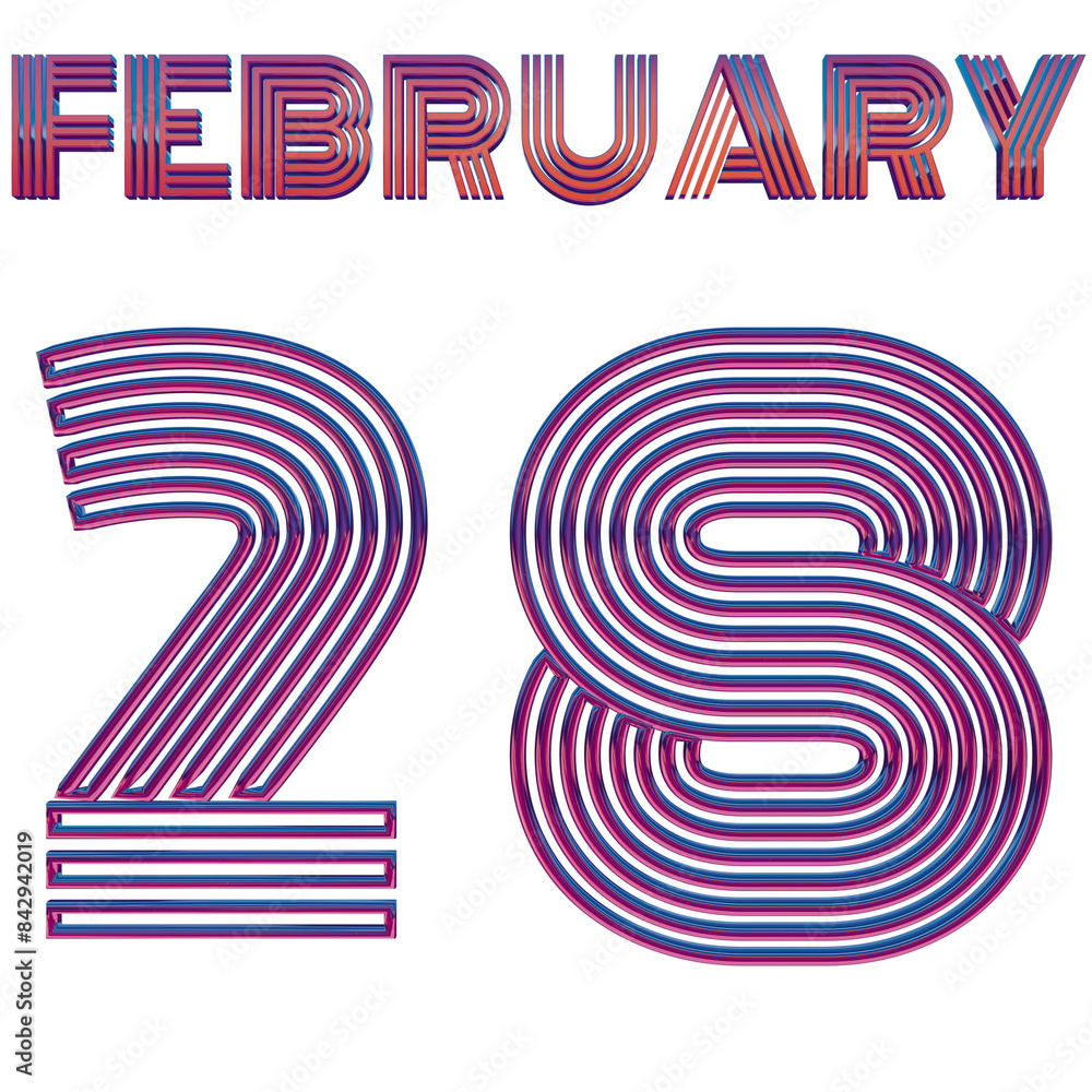 FEBRUARY 28 - COLORFUL NEON DESIGN ISOLATED FEBRUARY 28 - COLORFUL NEON DESIGN ISOLATED