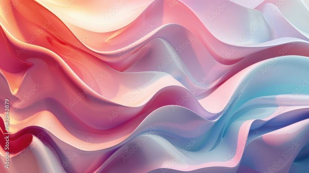 High definition dynamic 3D geometric waves featuring smooth curves, fluid motion, and gradient color transitions. 3D geometric pattern
