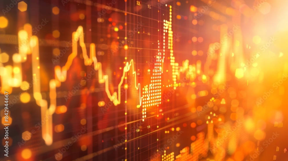 Close-up of a computer screen showing a detailed gold price graph with key indicators Close-up of a computer screen showing a detailed gold price graph with key indicators