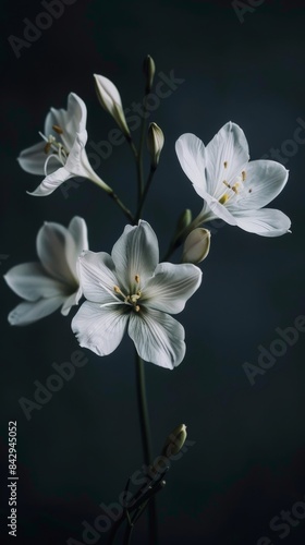 White peruvian lily flowers blooming on dark background